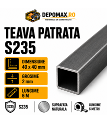 Teava patrata 40 x 40 x 2 mm, 6 metri